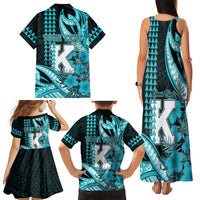 Personalised Hawaii Kapolei High School Family Matching Tank Maxi Dress and Hawaiian Shirt Tribal Tattoo With Hibiscus Flowers