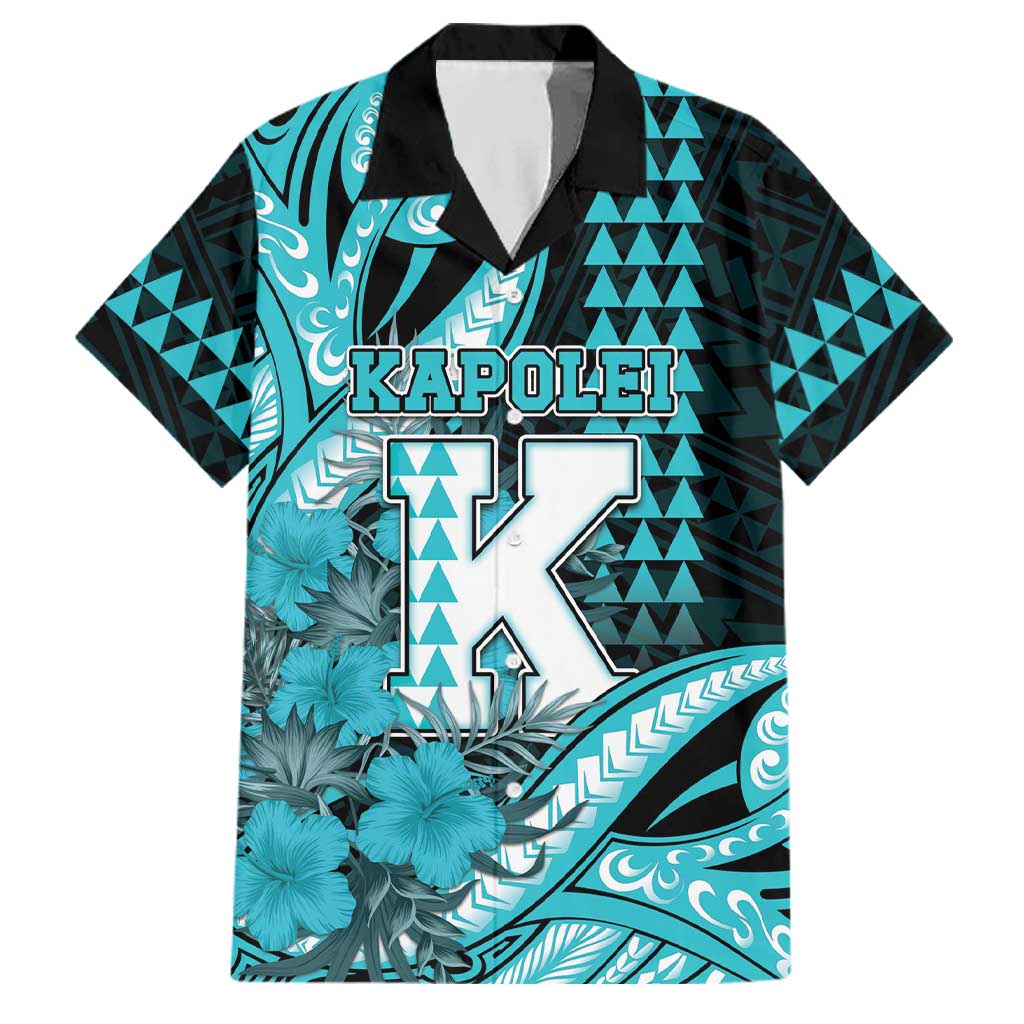 Personalised Hawaii Kapolei High School Family Matching Tank Maxi Dress and Hawaiian Shirt Tribal Tattoo With Hibiscus Flowers