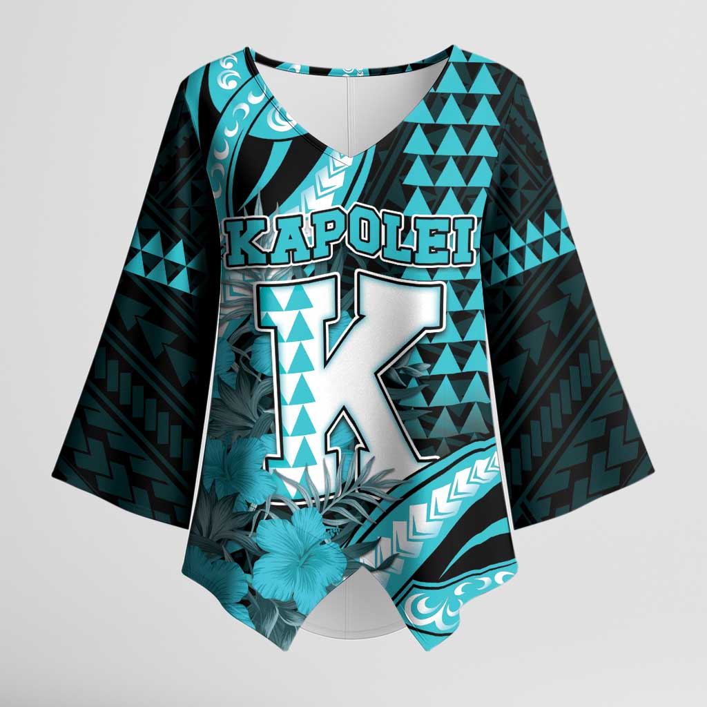 Personalised Hawaii Kapolei High School Kimono Sleeve Blouse Tribal Tattoo With Hibiscus Flowers
