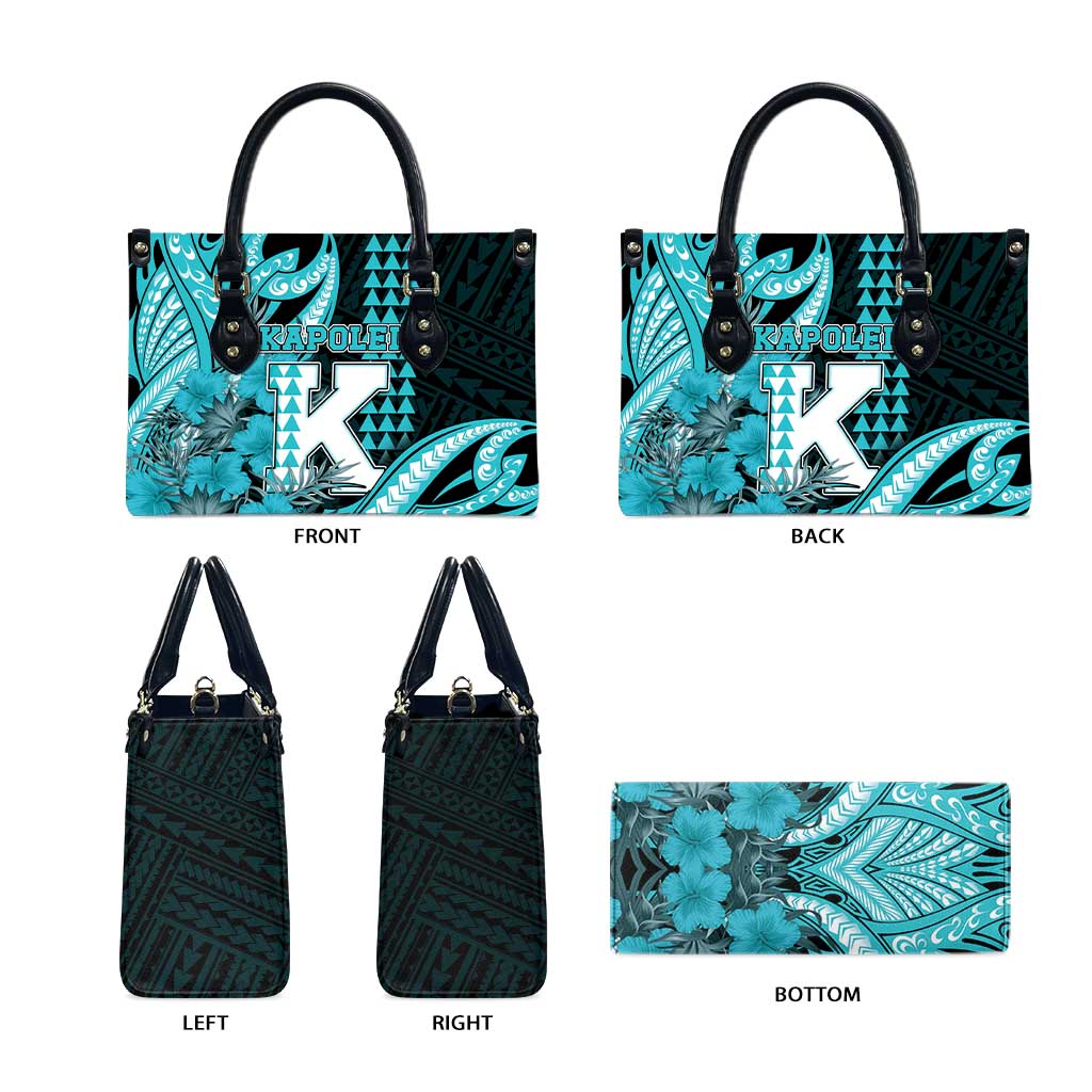 Hawaii Kapolei High School Leather Bag Tribal Tattoo With Hibiscus Flowers