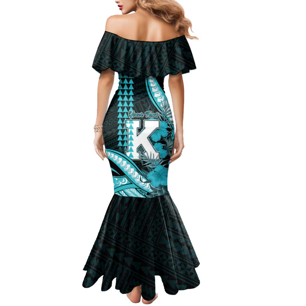 Personalised Hawaii Kapolei High School Mermaid Dress Tribal Tattoo With Hibiscus Flowers