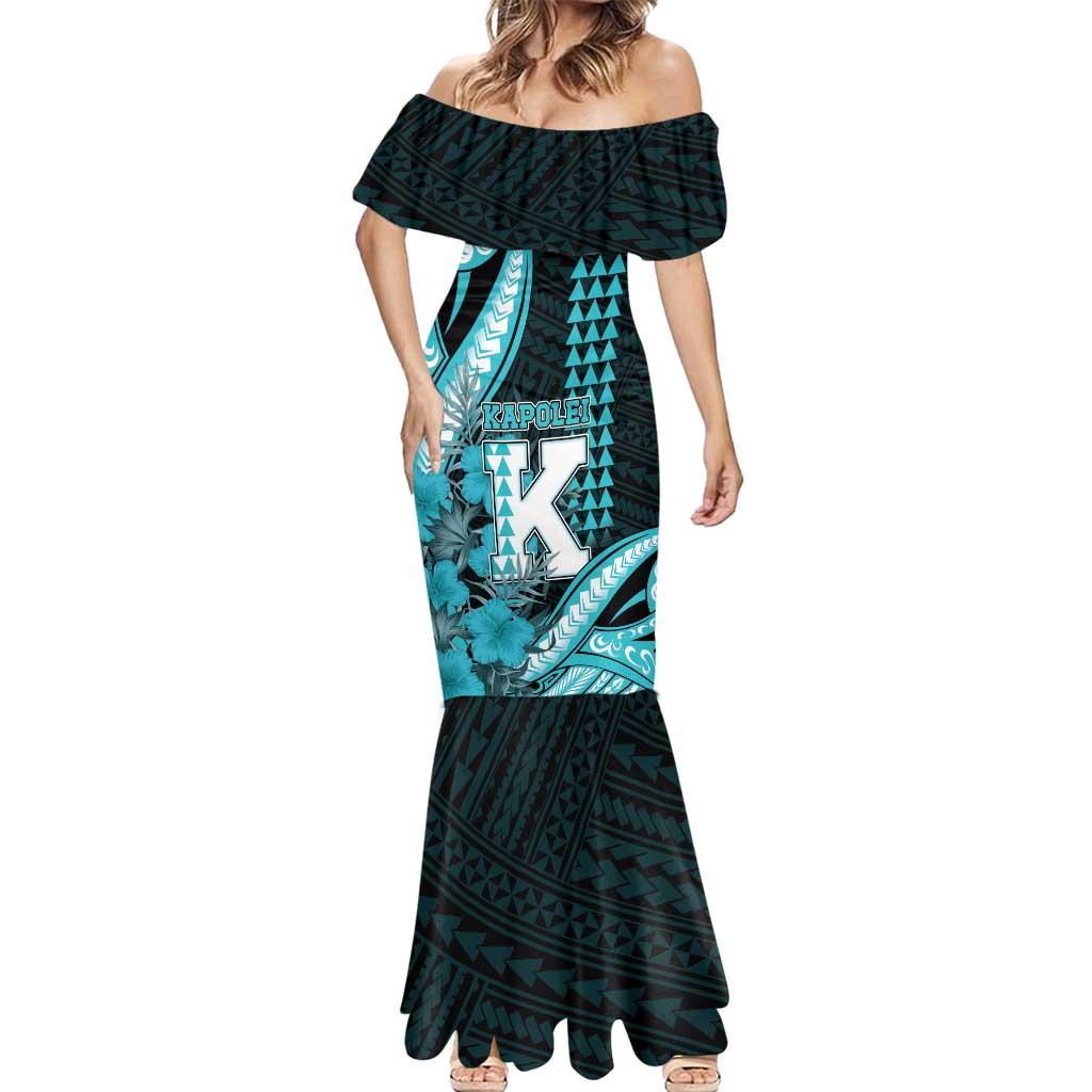 Personalised Hawaii Kapolei High School Mermaid Dress Tribal Tattoo With Hibiscus Flowers