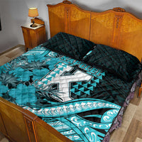 Hawaii Kapolei High School Quilt Bed Set Tribal Tattoo With Hibiscus Flowers