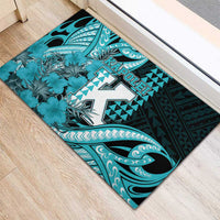 Hawaii Kapolei High School Rubber Doormat Tribal Tattoo With Hibiscus Flowers