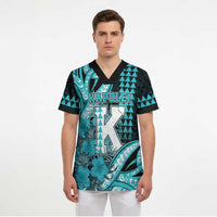 Personalised Hawaii Kapolei High School Scrub Top Tribal Tattoo With Hibiscus Flowers