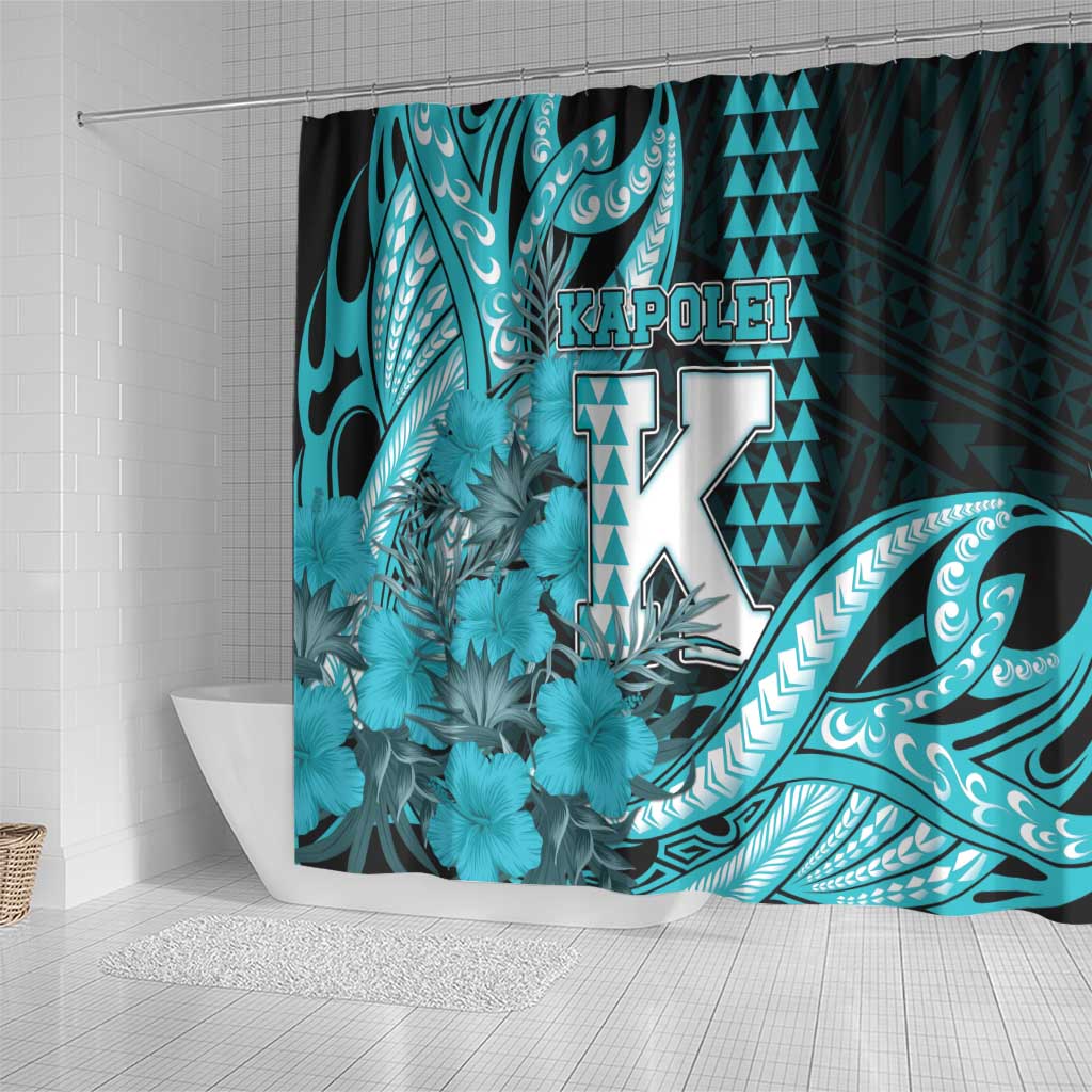 Hawaii Kapolei High School Shower Curtain Tribal Tattoo With Hibiscus Flowers LT05 - Polynesian Pride