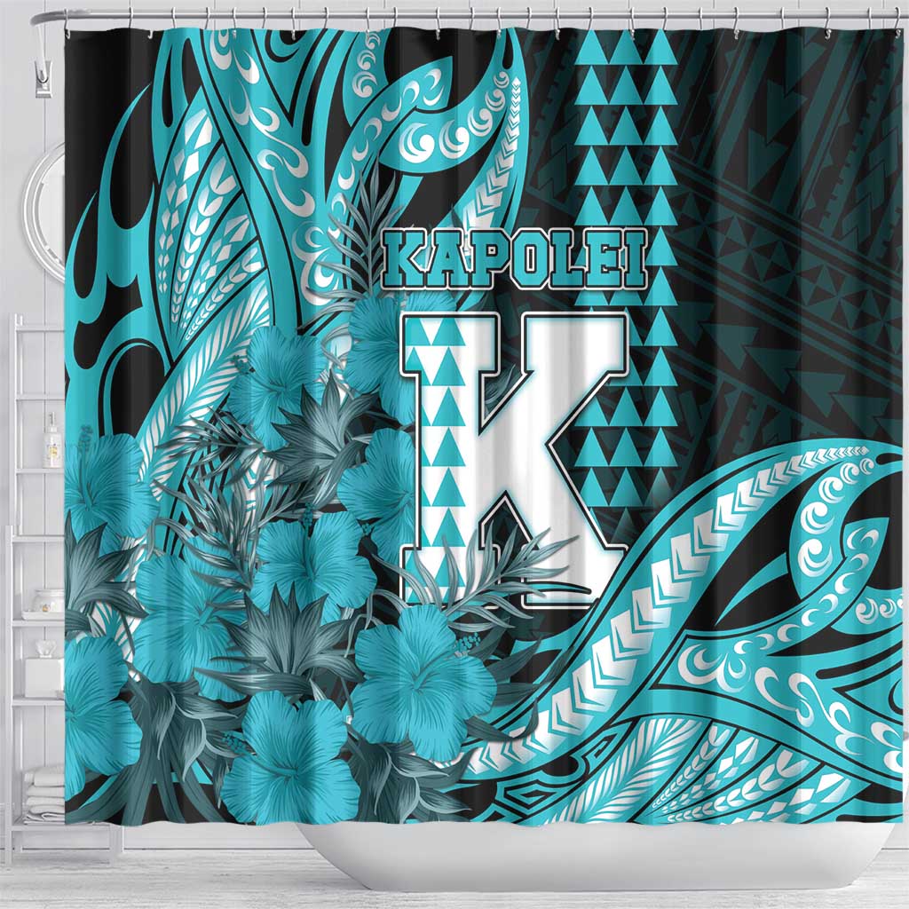 Hawaii Kapolei High School Shower Curtain Tribal Tattoo With Hibiscus Flowers LT05 - Polynesian Pride