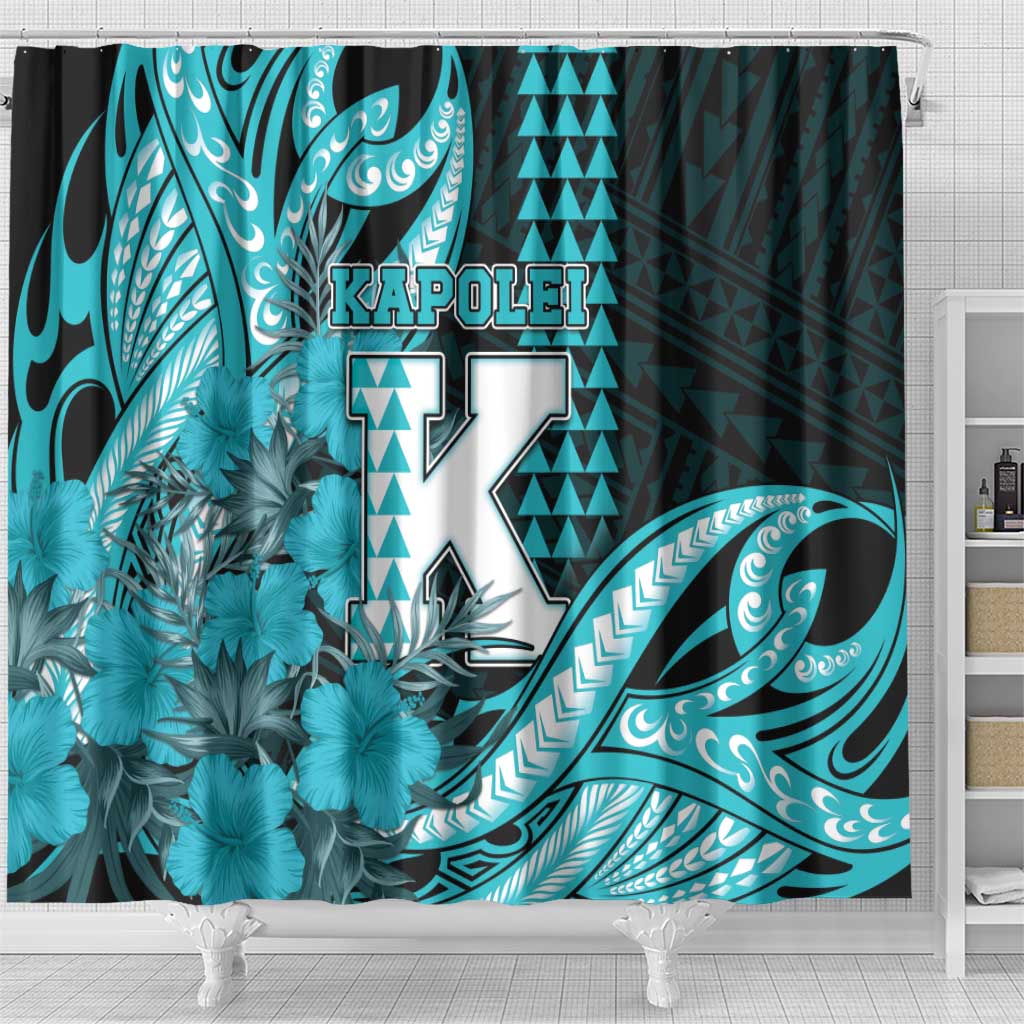 Hawaii Kapolei High School Shower Curtain Tribal Tattoo With Hibiscus Flowers LT05 - Polynesian Pride