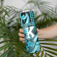 Personalised Hawaii Kapolei High School Skinny Tumbler Tribal Tattoo With Hibiscus Flowers