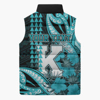 Personalised Hawaii Kapolei High School Sleeveless Puffer Jacket Tribal Tattoo With Hibiscus Flowers LT05 - Polynesian Pride