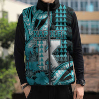 Personalised Hawaii Kapolei High School Sleeveless Puffer Jacket Tribal Tattoo With Hibiscus Flowers LT05 - Polynesian Pride