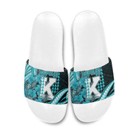 Hawaii Kapolei High School Slide Sandals Tribal Tattoo With Hibiscus Flowers