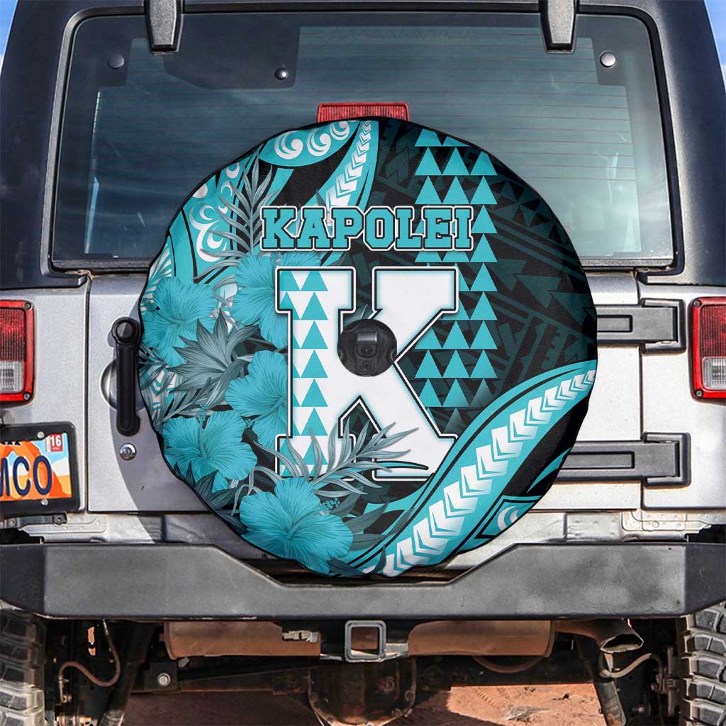 Hawaii Kapolei High School Spare Tire Cover Tribal Tattoo With Hibiscus Flowers