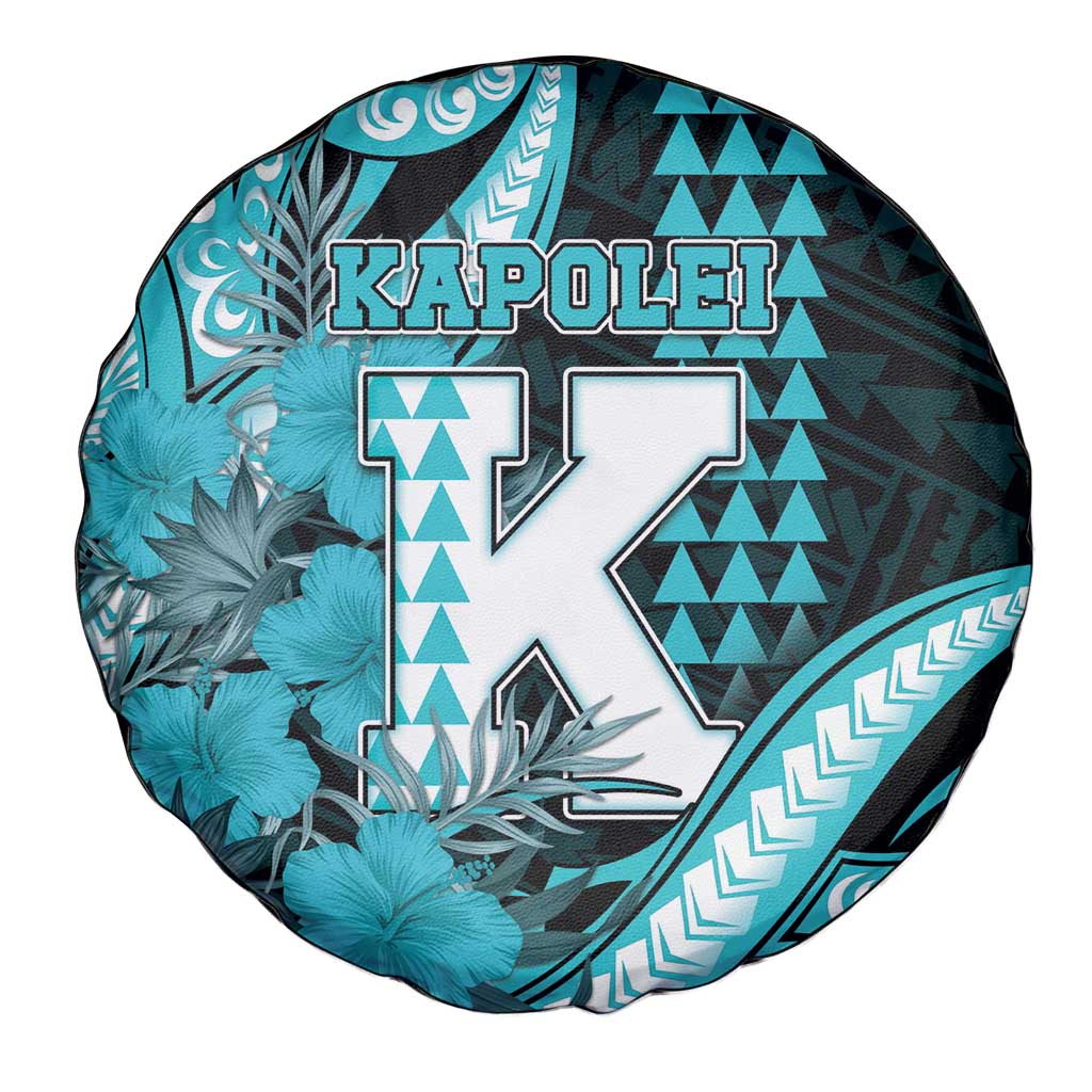 Hawaii Kapolei High School Spare Tire Cover Tribal Tattoo With Hibiscus Flowers