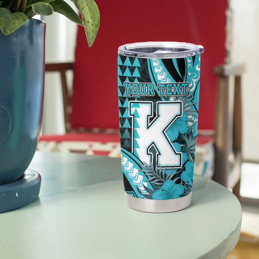 Personalised Hawaii Kapolei High School Tumbler Cup Tribal Tattoo With Hibiscus Flowers