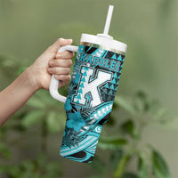 Personalised Hawaii Kapolei High School Tumbler With Handle Tribal Tattoo With Hibiscus Flowers LT05 - Polynesian Pride