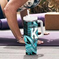 Personalised Hawaii Kapolei High School Tumbler With Handle Tribal Tattoo With Hibiscus Flowers LT05 - Polynesian Pride