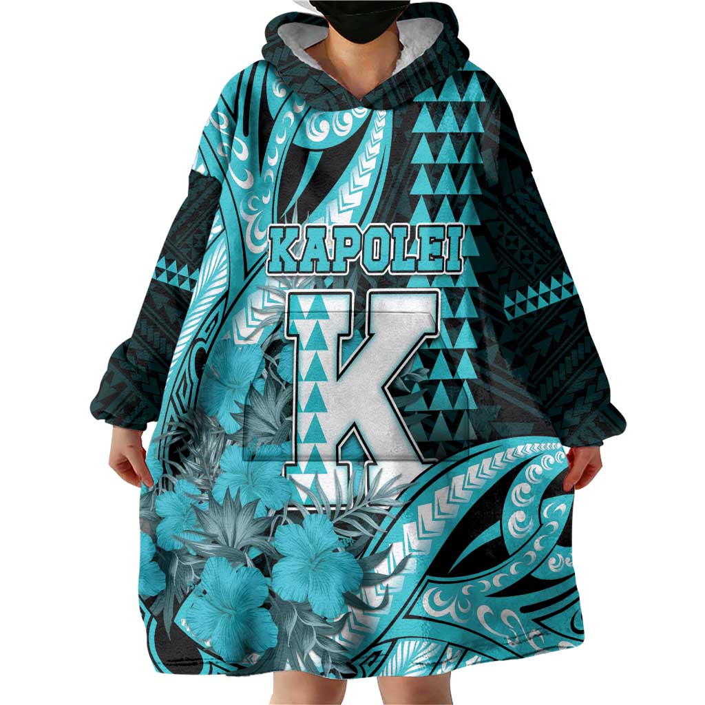Personalised Hawaii Kapolei High School Wearable Blanket Hoodie Tribal Tattoo With Hibiscus Flowers