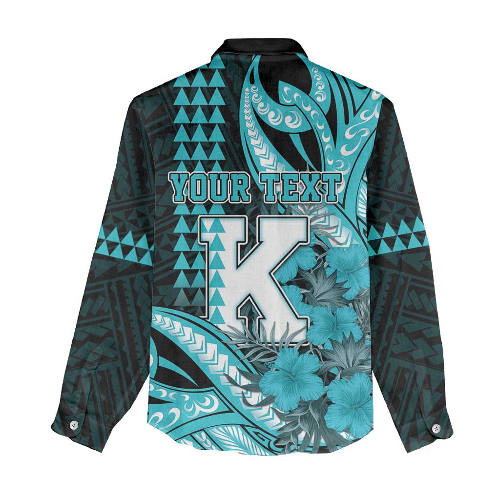 Personalised Hawaii Kapolei High School Women Casual Shirt Tribal Tattoo With Hibiscus Flowers
