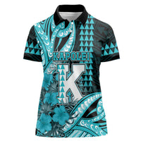 Personalised Hawaii Kapolei High School Women Polo Shirt Tribal Tattoo With Hibiscus Flowers