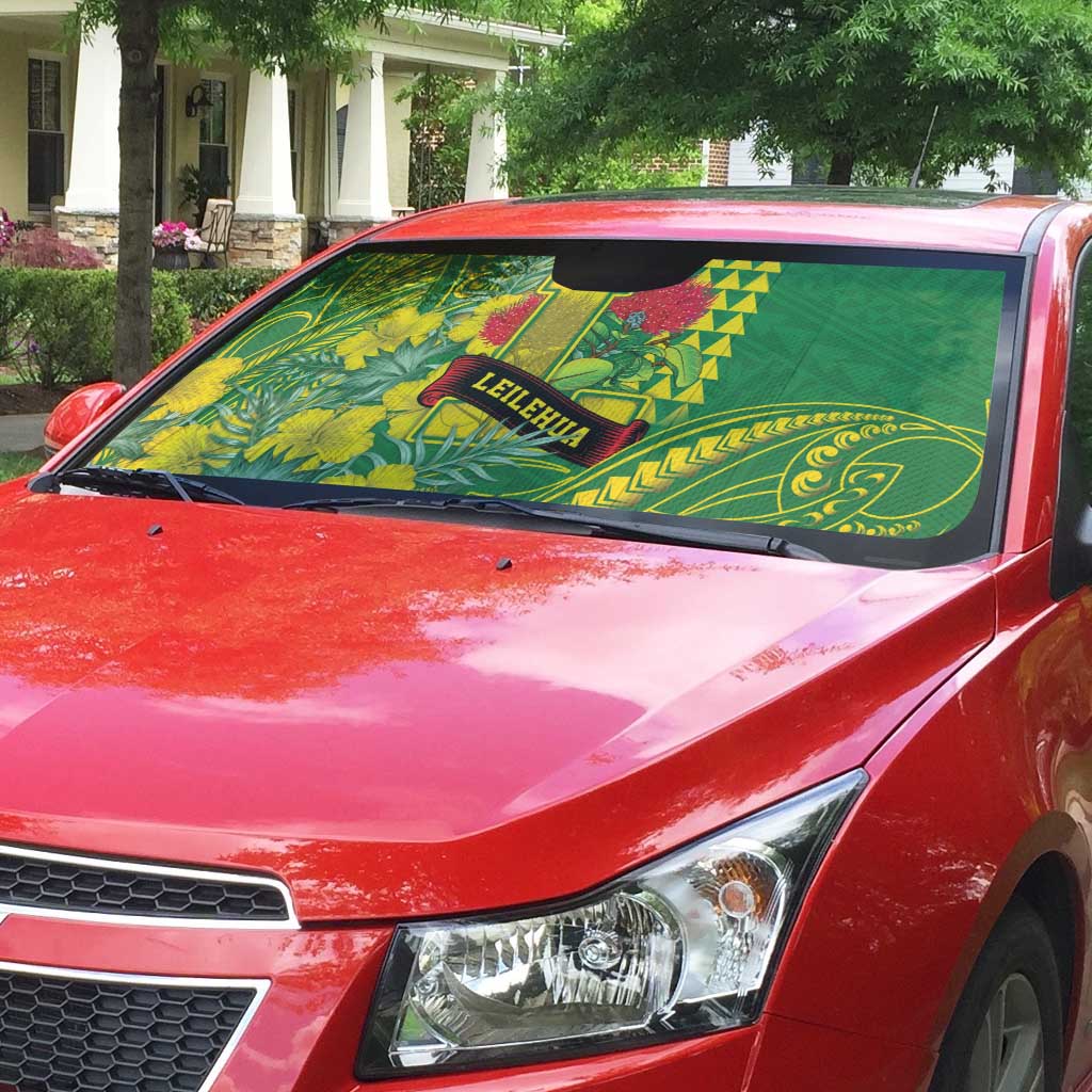 Hawaii Leilehua High School Auto Sun Shade Tribal Tattoo With Hibiscus Flowers LT05 - Polynesian Pride