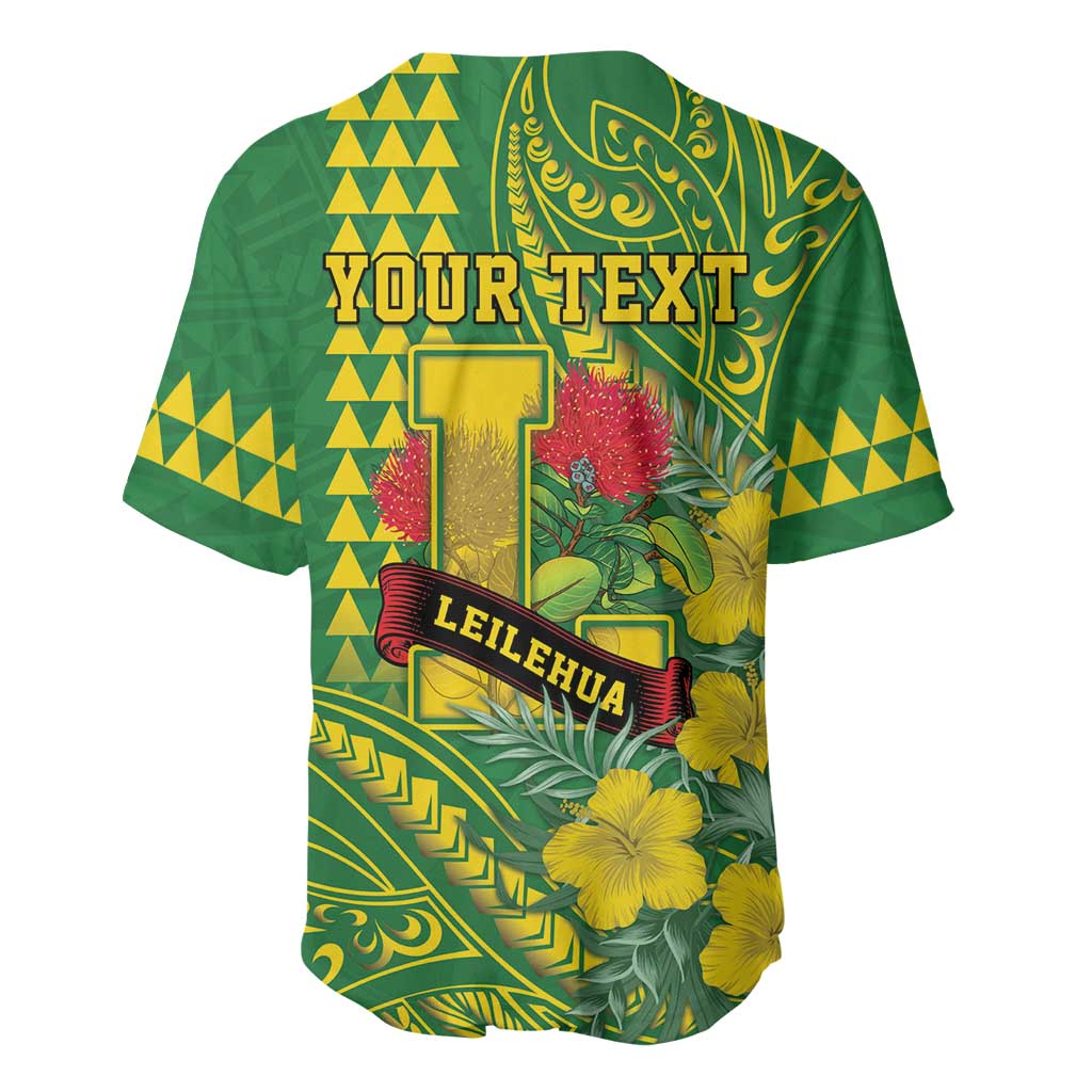 Personalised Hawaii Leilehua High School Baseball Jersey Tribal Tattoo With Hibiscus Flowers