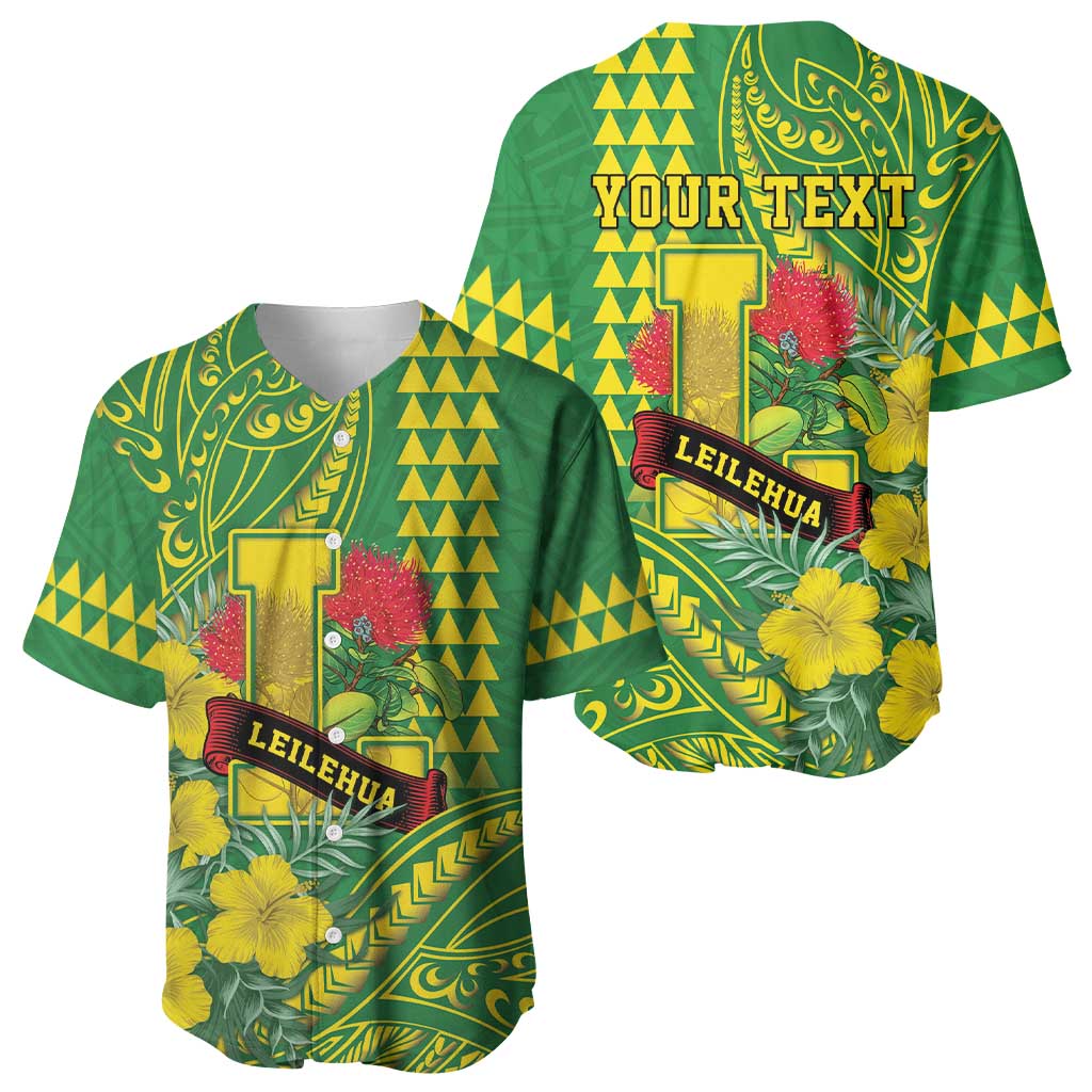 Personalised Hawaii Leilehua High School Baseball Jersey Tribal Tattoo With Hibiscus Flowers