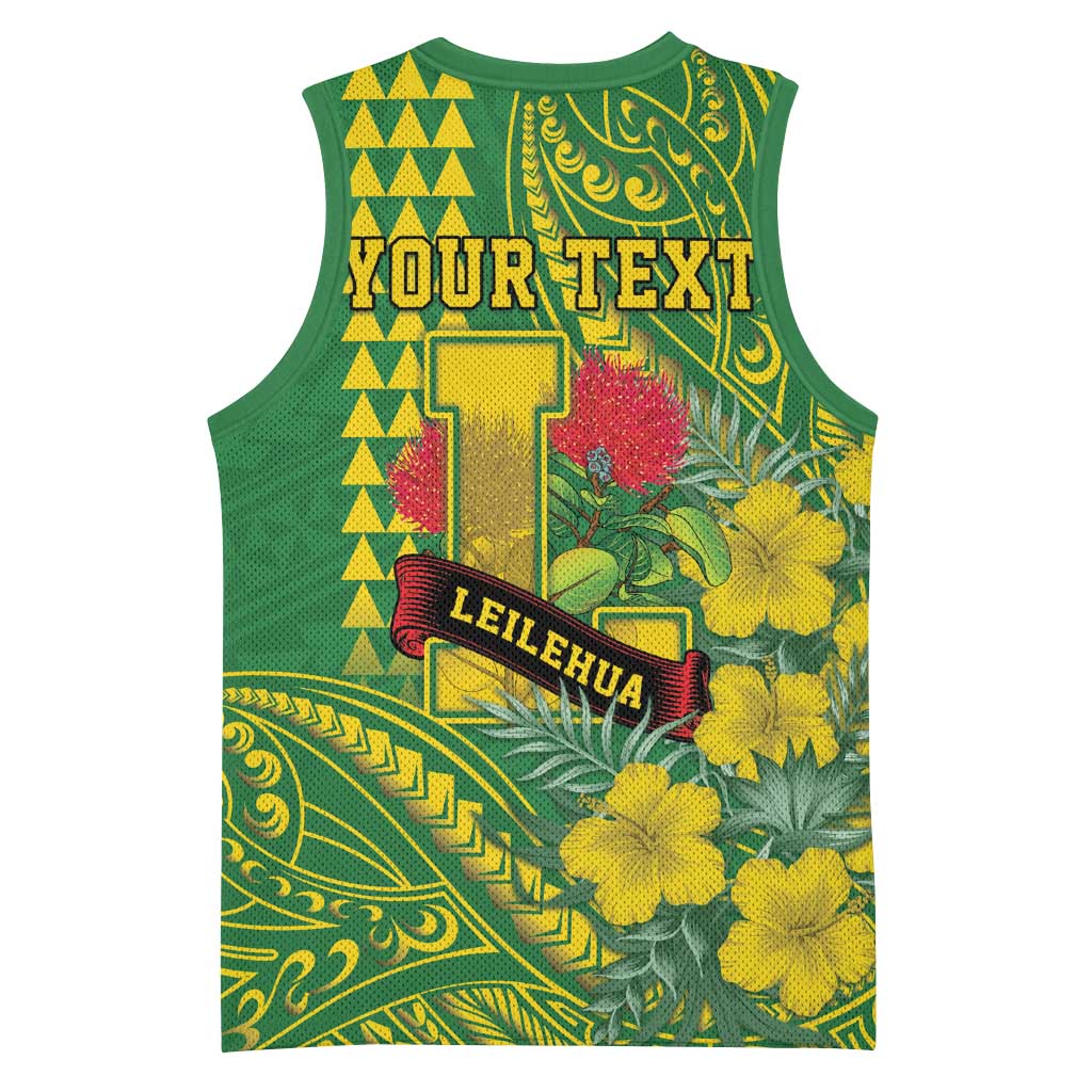 Personalised Hawaii Leilehua High School Basketball Jersey Tribal Tattoo With Hibiscus Flowers