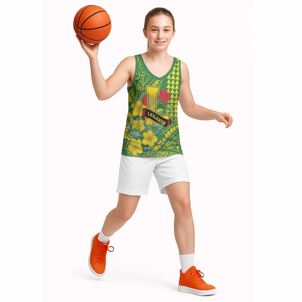 Personalised Hawaii Leilehua High School Basketball Jersey Tribal Tattoo With Hibiscus Flowers