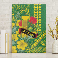 Hawaii Leilehua High School Canvas Wall Art Tribal Tattoo With Hibiscus Flowers LT05 Without Frame Green - Polynesian Pride