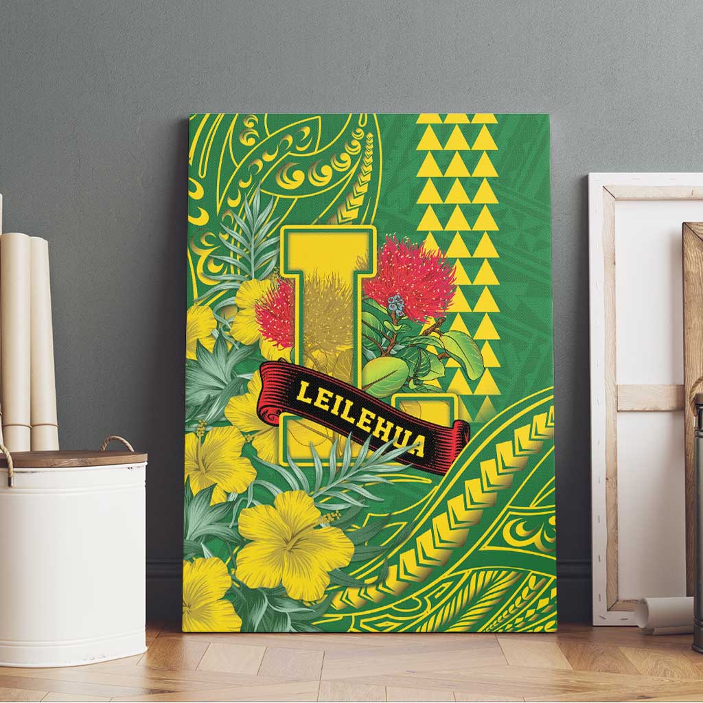 Hawaii Leilehua High School Canvas Wall Art Tribal Tattoo With Hibiscus Flowers LT05 - Polynesian Pride