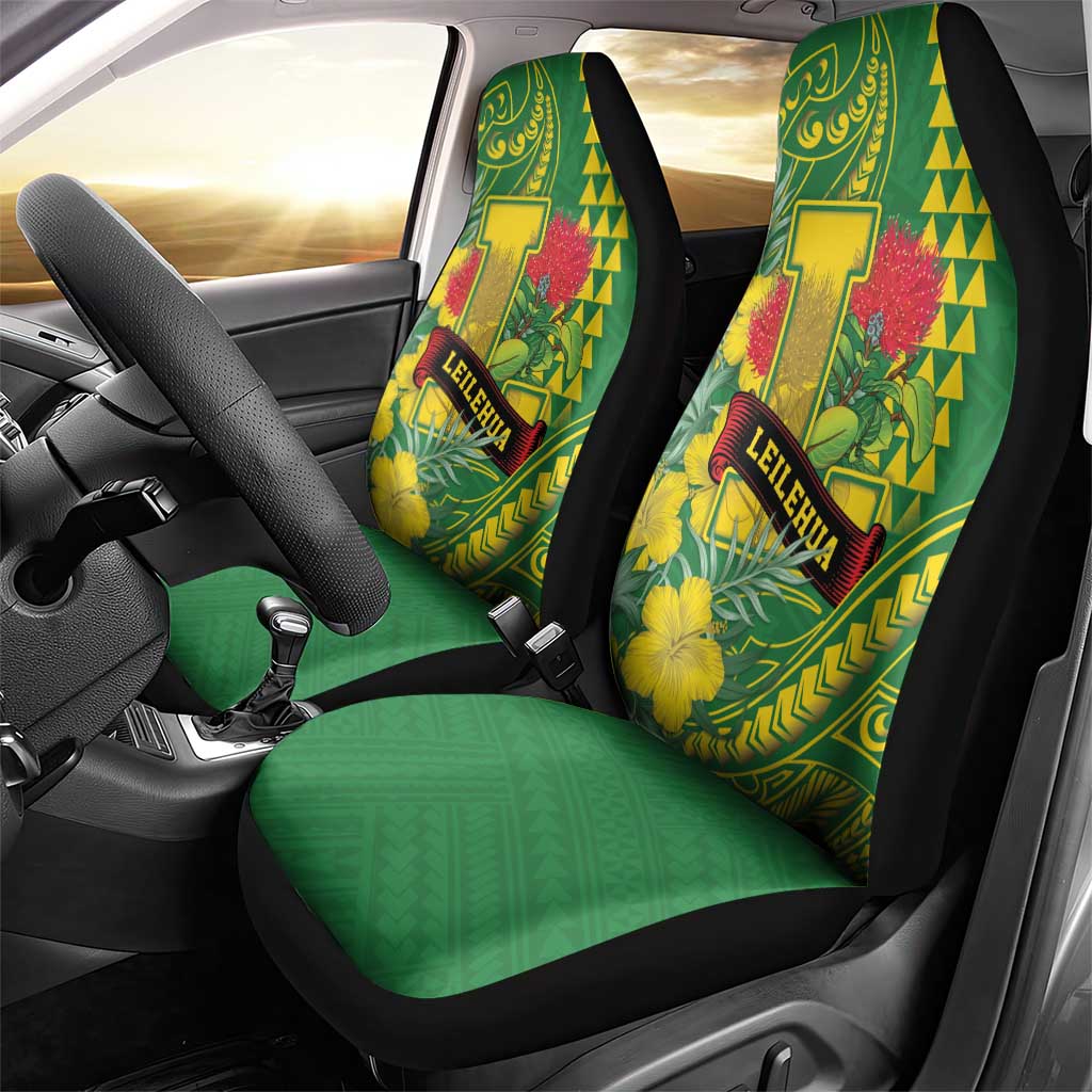 Hawaii Leilehua High School Car Seat Cover Tribal Tattoo With Hibiscus Flowers