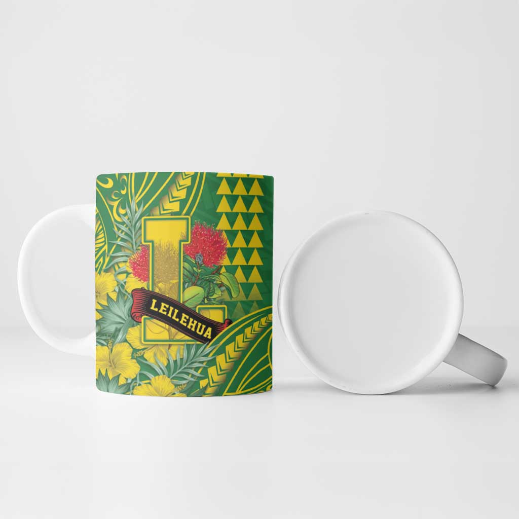 Personalised Hawaii Leilehua High School Ceramic Mug Tribal Tattoo With Hibiscus Flowers