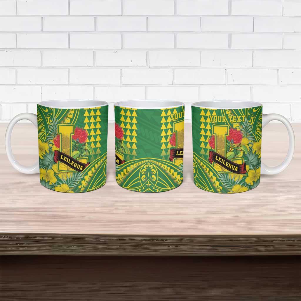 Personalised Hawaii Leilehua High School Ceramic Mug Tribal Tattoo With Hibiscus Flowers
