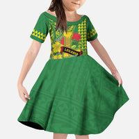 Personalised Hawaii Leilehua High School Family Matching Off The Shoulder Long Sleeve Dress and Hawaiian Shirt Tribal Tattoo With Hibiscus Flowers