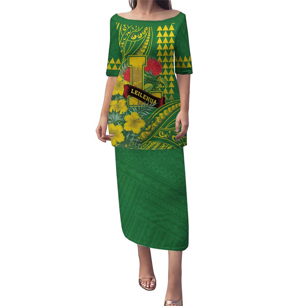 Personalised Hawaii Leilehua High School Family Matching Puletasi and Hawaiian Shirt Tribal Tattoo With Hibiscus Flowers