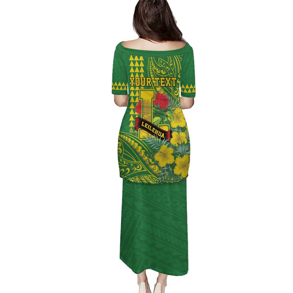 Personalised Hawaii Leilehua High School Family Matching Puletasi and Hawaiian Shirt Tribal Tattoo With Hibiscus Flowers
