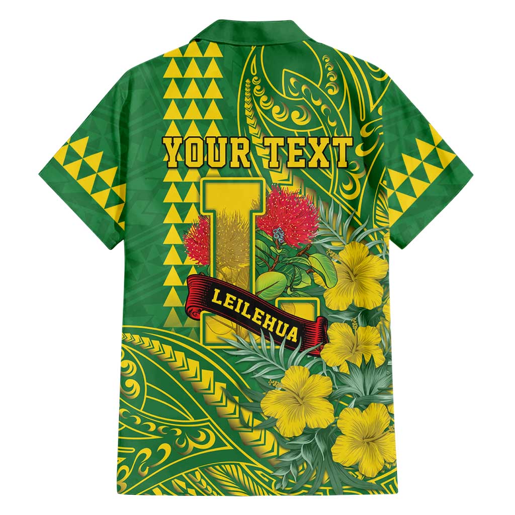 Personalised Hawaii Leilehua High School Family Matching Short Sleeve Bodycon Dress and Hawaiian Shirt Tribal Tattoo With Hibiscus Flowers