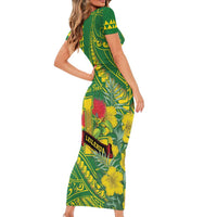 Personalised Hawaii Leilehua High School Family Matching Short Sleeve Bodycon Dress and Hawaiian Shirt Tribal Tattoo With Hibiscus Flowers
