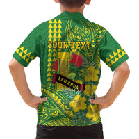 Personalised Hawaii Leilehua High School Family Matching Summer Maxi Dress and Hawaiian Shirt Tribal Tattoo With Hibiscus Flowers
