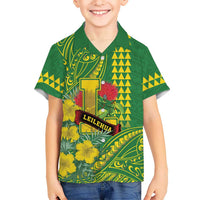 Personalised Hawaii Leilehua High School Family Matching Summer Maxi Dress and Hawaiian Shirt Tribal Tattoo With Hibiscus Flowers