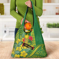 Hawaii Leilehua High School Grocery Bag Tribal Tattoo With Hibiscus Flowers
