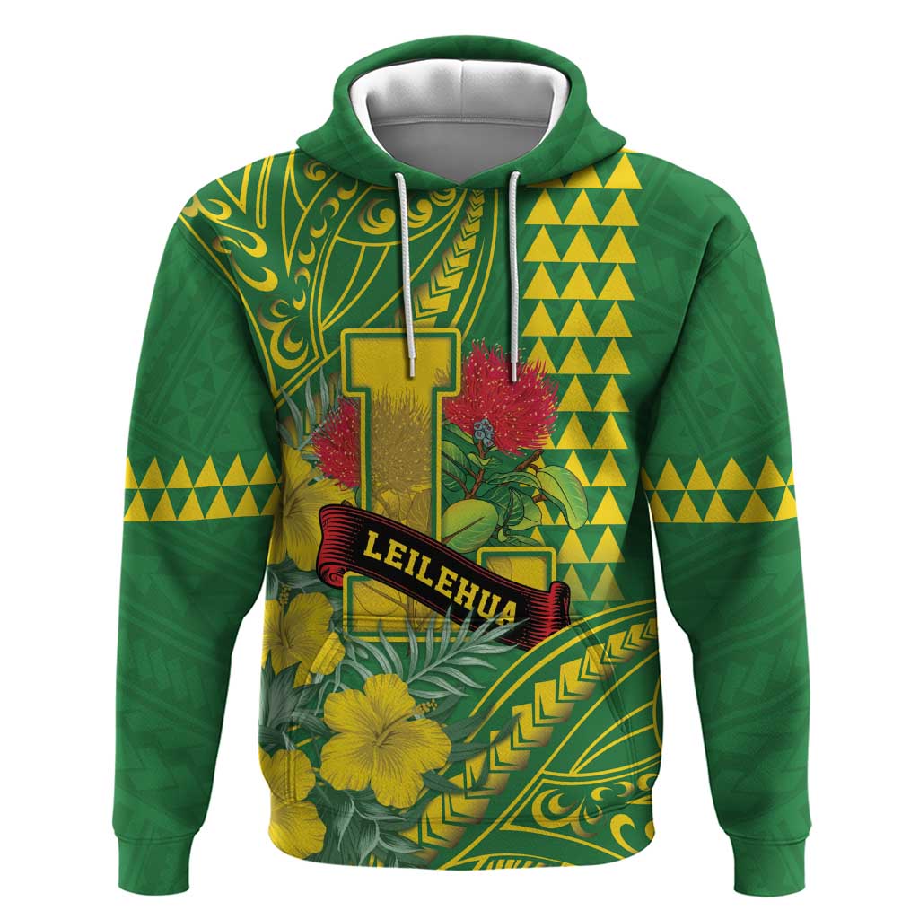 Personalised Hawaii Leilehua High School Hoodie Tribal Tattoo With Hibiscus Flowers