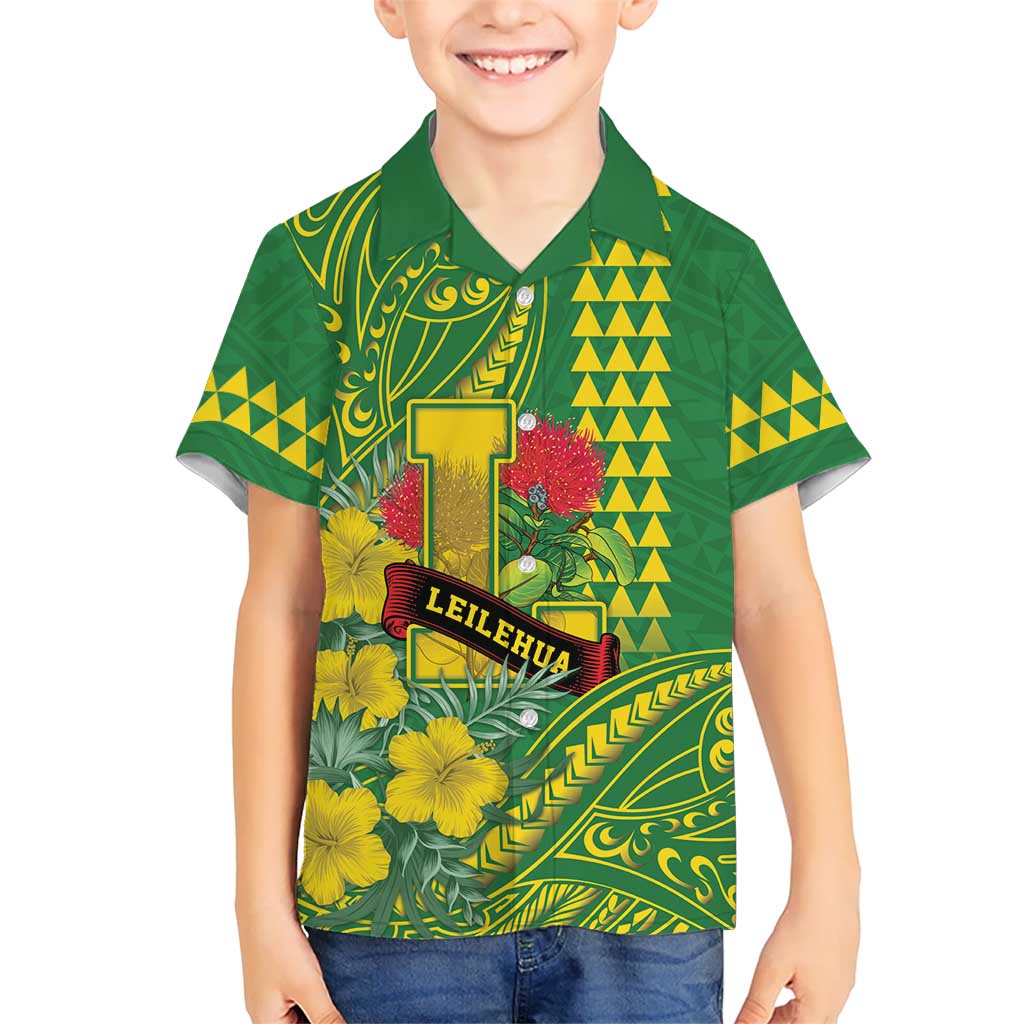 Personalised Hawaii Leilehua High School Kid Hawaiian Shirt Tribal Tattoo With Hibiscus Flowers
