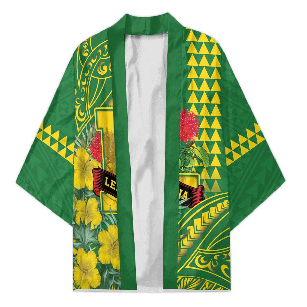 Personalised Hawaii Leilehua High School Kimono Tribal Tattoo With Hibiscus Flowers LT05 Unisex Green - Polynesian Pride