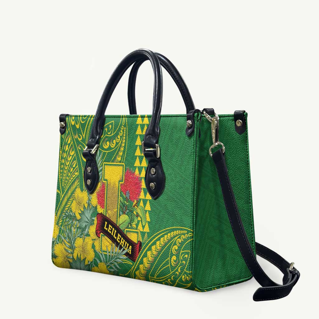 Hawaii Leilehua High School Leather Bag Tribal Tattoo With Hibiscus Flowers