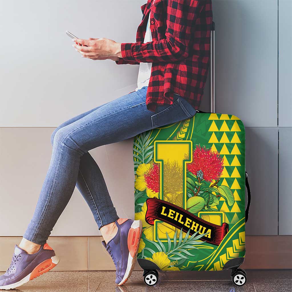 Hawaii Leilehua High School Luggage Cover Tribal Tattoo With Hibiscus Flowers