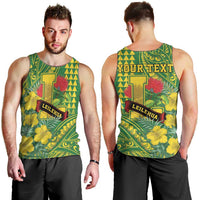 Personalised Hawaii Leilehua High School Men Tank Top Tribal Tattoo With Hibiscus Flowers