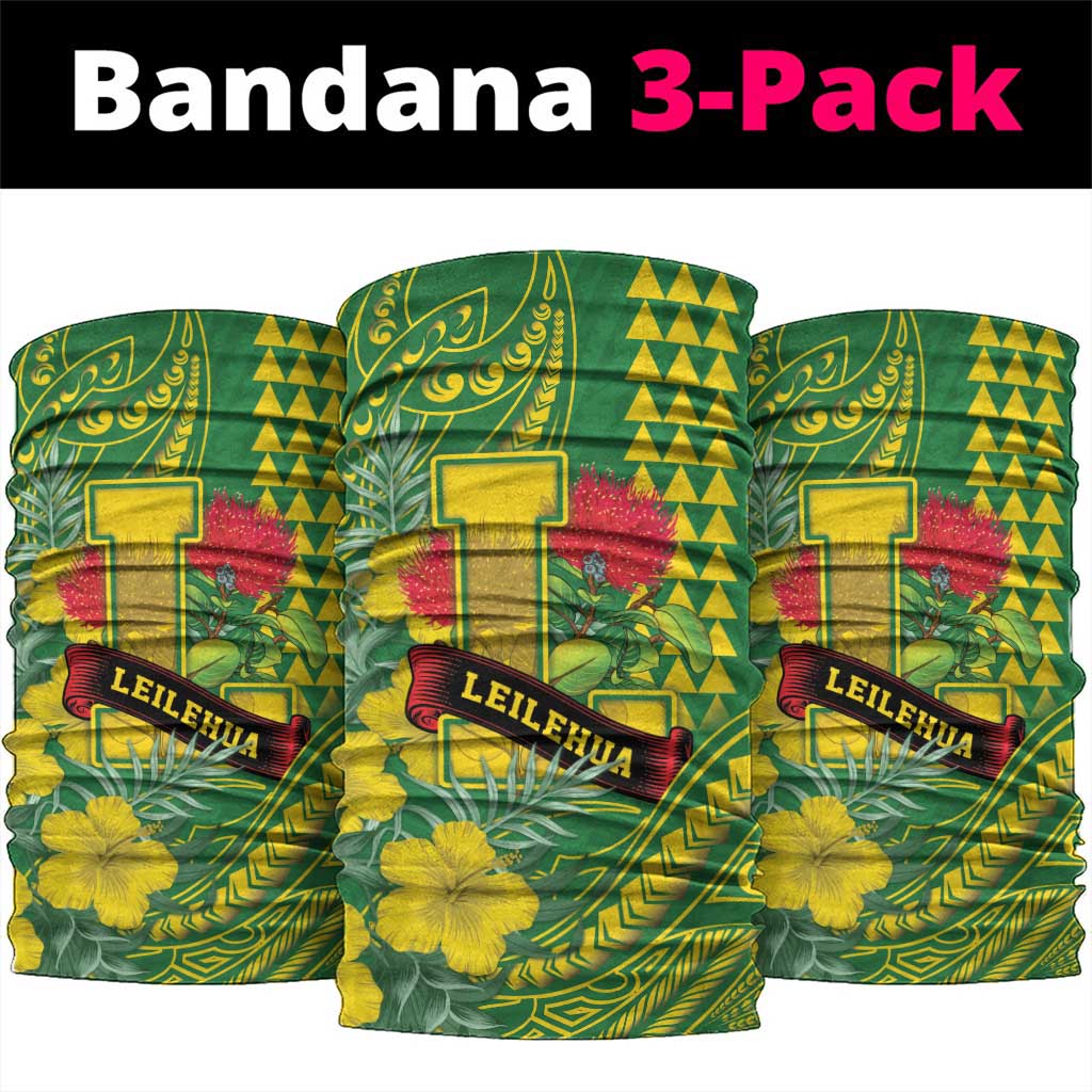 Hawaii Leilehua High School Neck Gaiter Tribal Tattoo With Hibiscus Flowers LT05 package One Size: 25*50cm Green - Polynesian Pride