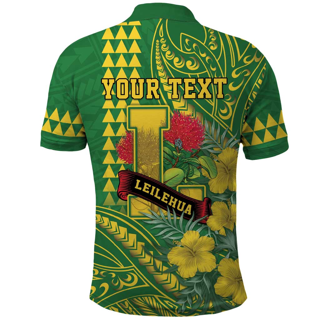 Personalised Hawaii Leilehua High School Polo Shirt Tribal Tattoo With Hibiscus Flowers